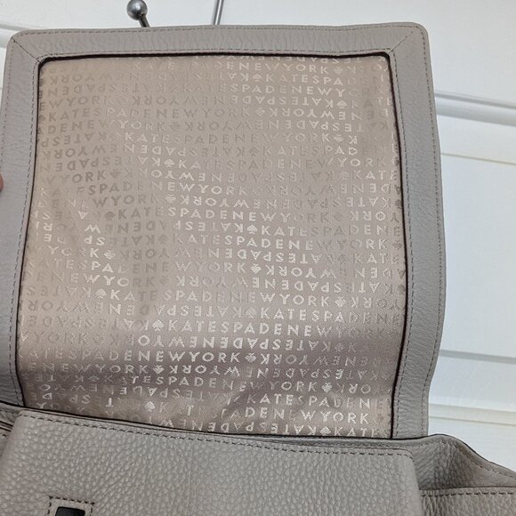 Kate Spade New York Leila Pebble Leather Drawstring Flap Backpack Beige Black . main image 10